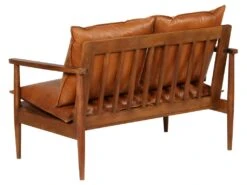 Canapé à 2 Places Cuir Véritable Avec Bois D'acacia Marron -Accueil-Canapé canape 22005477