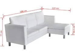 Canapé Sectionnel à 3 Places Cuir Synthétique Blanc -Accueil-Canapé canape 22006265