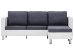 Canapé à 3 Places Avec Coussins Blanc Similicuir -Accueil-Canapé canape 22008713