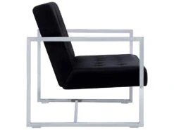 Canapé 2 Places Avec Accoudoirs Noir Chrome Et Velours -Accueil-Canapé canape 22009047