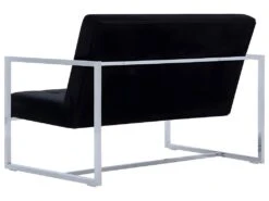 Canapé 2 Places Avec Accoudoirs Noir Chrome Et Velours -Accueil-Canapé canape 22009049