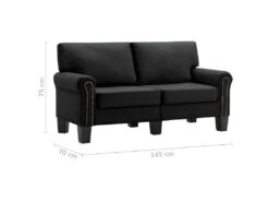 Canapé à 2 Places Noir Tissu -Accueil-Canapé canape 22009209
