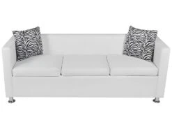 Canapé à 3 Places Cuir Synthétique Blanc -Accueil-Canapé canape 22009231