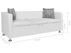 Canapé à 3 Places Cuir Synthétique Blanc -Accueil-Canapé canape 22009237