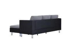 Canapé à 3 Places Avec Coussins Noir Similicuir -Accueil-Canapé canape 22010407