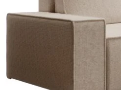 Canapé D'angle Droit Convertible En Tissu Texturé Beige AMELIA -Accueil-Canapé canape 22027289