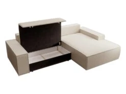 Canapé D'angle Droit Convertible En Tissu Texturé Beige AMELIA -Accueil-Canapé canape 22027301