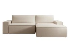 Canapé D'angle Droit Convertible En Tissu Texturé Beige AMELIA -Accueil-Canapé canape 22027313