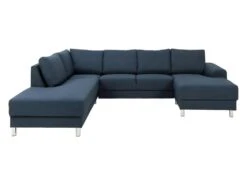 Calverton Canapé D'angle, Chaise Longue Côté Droit, Réversible, Bleu Foncé.