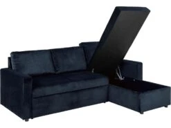 Sacramento Canapé-lit, Chaise Longue Réversible, Espace De Rangement Dissimulé Et Lit Escamotable, Bleu Foncé. -Accueil-Canapé canape 22043415