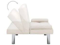 Canapé-lit Avec Deux Oreillers Crème Polyester -Accueil-Canapé canape 22059775