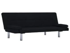 Canapé-lit Avec Deux Oreillers Noir Polyester -Accueil-Canapé canape 22059809