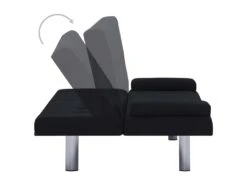 Canapé-lit Avec Deux Oreillers Noir Polyester -Accueil-Canapé canape 22059813