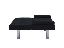 Canapé-lit Avec Deux Oreillers Noir Polyester -Accueil-Canapé canape 22059821