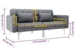 Canapé-lit Gris Clair Tissu -Accueil-Canapé canape 22060037