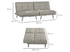 Canapé Contemporain Convertible OVIEDO Gris -Accueil-Canapé canape 22099351