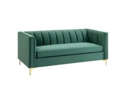 Canapé Art Déco BENIDORM Vert Sapin Pieds Dorés