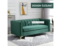 Canapé Art Déco BENIDORM Vert Sapin Pieds Dorés -Accueil-Canapé canape 22099365