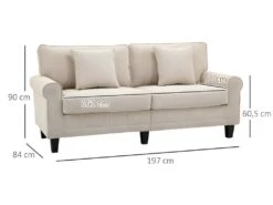 Canapé 3 Places GETAFE Beige 9 Canapé 3 Places GETAFE Beige -Accueil-Canapé canape 22099381