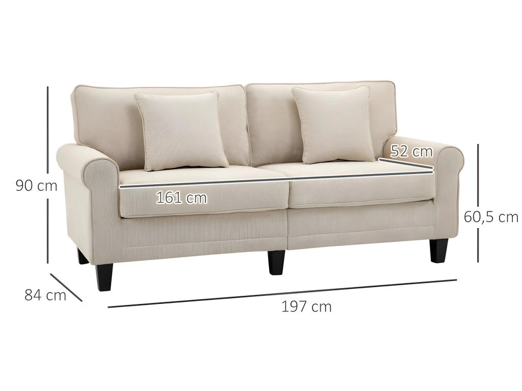 Canapé 3 Places GETAFE Beige 5 Canapé 3 Places GETAFE Beige – Image 3