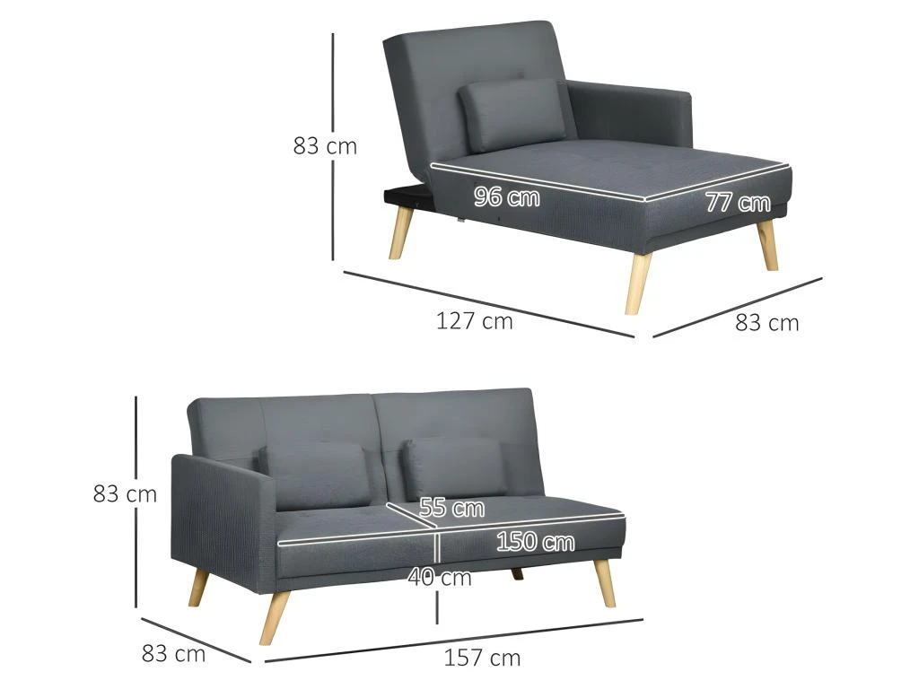 Canapé D'angle Convertible COROGNE Gris 5 Canapé D'angle Convertible COROGNE Gris – Image 3