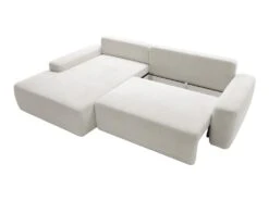 Canapé D'angle Gauche Convertible En Tissu Texturé Crème DAVISO -Accueil-Canapé canape 22099923