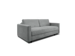 Canapé Convertible Matelas Velours Gris Béton 140cm