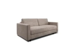 Canapé Convertible Matelas Velours Beige Taupe 140cm