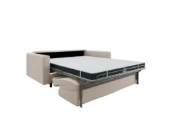 Canapé Convertible Matelas Tissu Tramé Beige 160cm -Accueil-Canapé canape 22118635