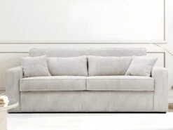 Canapé 4 Places Convertible Express En Velours Côtelé Beige - Couchage 160 Cm - Matelas 18 Cm - MONDOVI -Accueil-Canapé canape 22129637