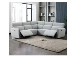 Canapé D'angle Dont 2 Places Relax électriques - Tissu Gris Clair - L 269 X P 269 X H 99 Cm - LANDON -Accueil-Canapé canape 22162015