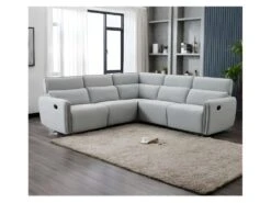 Canapé D'angle Dont 2 Places Relax Manuel - Tissu Gris Clair - L 269 X P 269 X H 99 Cm - LANDON
