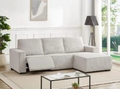 Canapé D'angle Droit Relax électrique En Velours Cotelé Gris Clair AMELIO 15 Canapé D'angle Droit Relax électrique En Velours Cotelé Gris Clair AMELIO -Accueil-Canapé canape 22177623