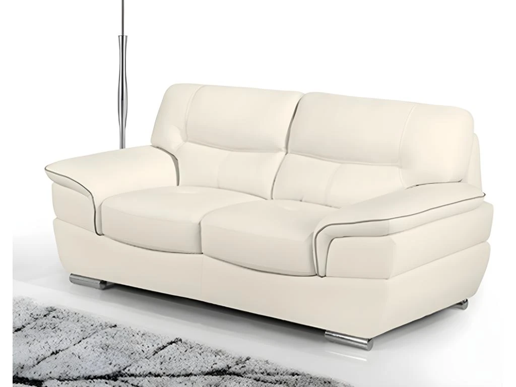 Canapé 2 Places En Cuir THIBAULT - Ivoire 4 Canapé 2 Places En Cuir THIBAULT - Ivoire – Image 2