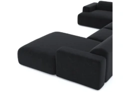 Canapé Panoramique Droit Velours Texturé Noir -Accueil-Canapé canape 22210417