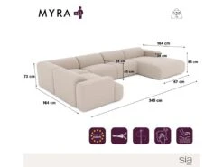 Canapé Panoramique Droit Velours Texturé Noir -Accueil-Canapé canape 22210419