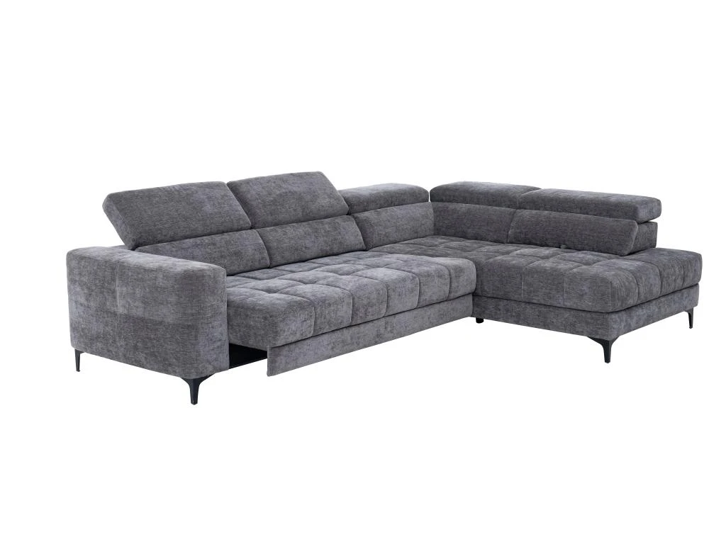 Canapé D'angle Droit Relax électrique Avec Assise Coulissante En Tissu Anthracite MONISO 7 Canapé D'angle Droit Relax électrique Avec Assise Coulissante En Tissu Anthracite MONISO – Image 5