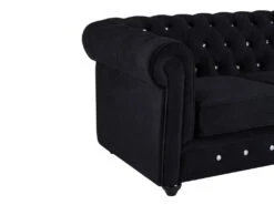Canapé 2 Places En Velours Noir Et Boutons Effet Cristal CHESTERFIELD -Accueil-Canapé canape 22251017