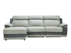 Canapé D'angle Gauche Relax En Microfibre Gris Clair Et Bandes Anthracites TALCA 12 Canapé D'angle Gauche Relax En Microfibre Gris Clair Et Bandes Anthracites TALCA -Accueil-Canapé canape 22253763