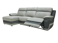 Canapé D'angle Gauche Relax En Microfibre Gris Clair Et Bandes Anthracites TALCA 13 Canapé D'angle Gauche Relax En Microfibre Gris Clair Et Bandes Anthracites TALCA -Accueil-Canapé canape 22253769
