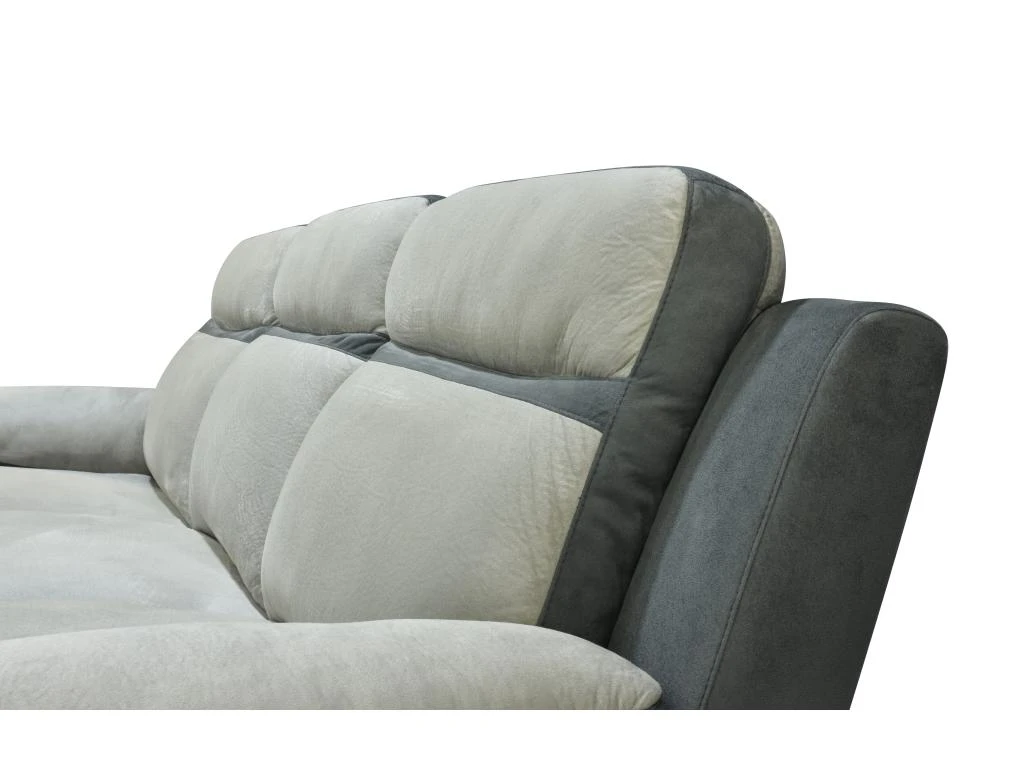 Canapé D'angle Gauche Relax En Microfibre Gris Clair Et Bandes Anthracites TALCA 9 Canapé D'angle Gauche Relax En Microfibre Gris Clair Et Bandes Anthracites TALCA – Image 7