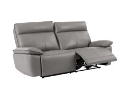 Canapé 3 Places Relax électrique En Cuir De Vachette Gris NOVENA -Accueil-Canapé canape 22253839