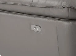 Canapé 3 Places Relax électrique En Cuir De Vachette Gris NOVENA -Accueil-Canapé canape 22253847