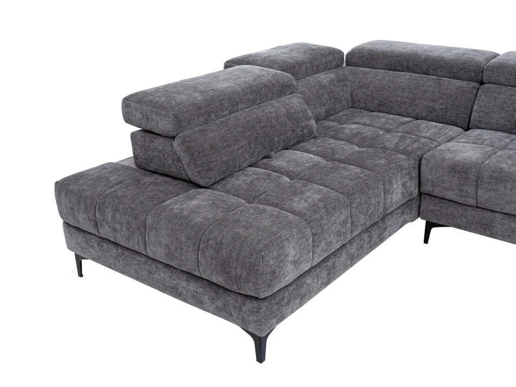 Canapé D'angle Gauche Relax électrique Avec Assise Coulissante En Tissu Anthracite MONISO 8 Canapé D'angle Gauche Relax électrique Avec Assise Coulissante En Tissu Anthracite MONISO – Image 6