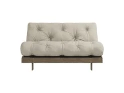 Canapé Convertible ROOTS En Pin Massif Foncé Et Matelas Futon Lin 140x200 -Accueil-Canapé canape 22357653
