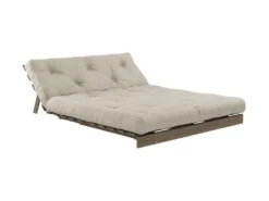 Canapé Convertible ROOTS En Pin Massif Foncé Et Matelas Futon Lin 140x200 -Accueil-Canapé canape 22357657