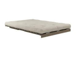 Canapé Convertible ROOTS En Pin Massif Foncé Et Matelas Futon Lin 140x200 -Accueil-Canapé canape 22357659