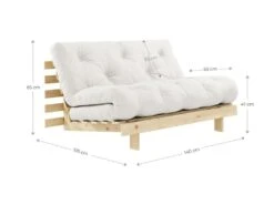 Canapé Convertible ROOTS En Pin Massif Foncé Et Matelas Futon Lin 140x200 -Accueil-Canapé canape 22357661