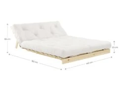 Canapé Convertible ROOTS En Pin Massif Foncé Et Matelas Futon Lin 140x200 -Accueil-Canapé canape 22357663