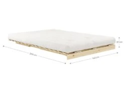 Canapé Convertible ROOTS En Pin Massif Foncé Et Matelas Futon Lin 140x200 -Accueil-Canapé canape 22357665